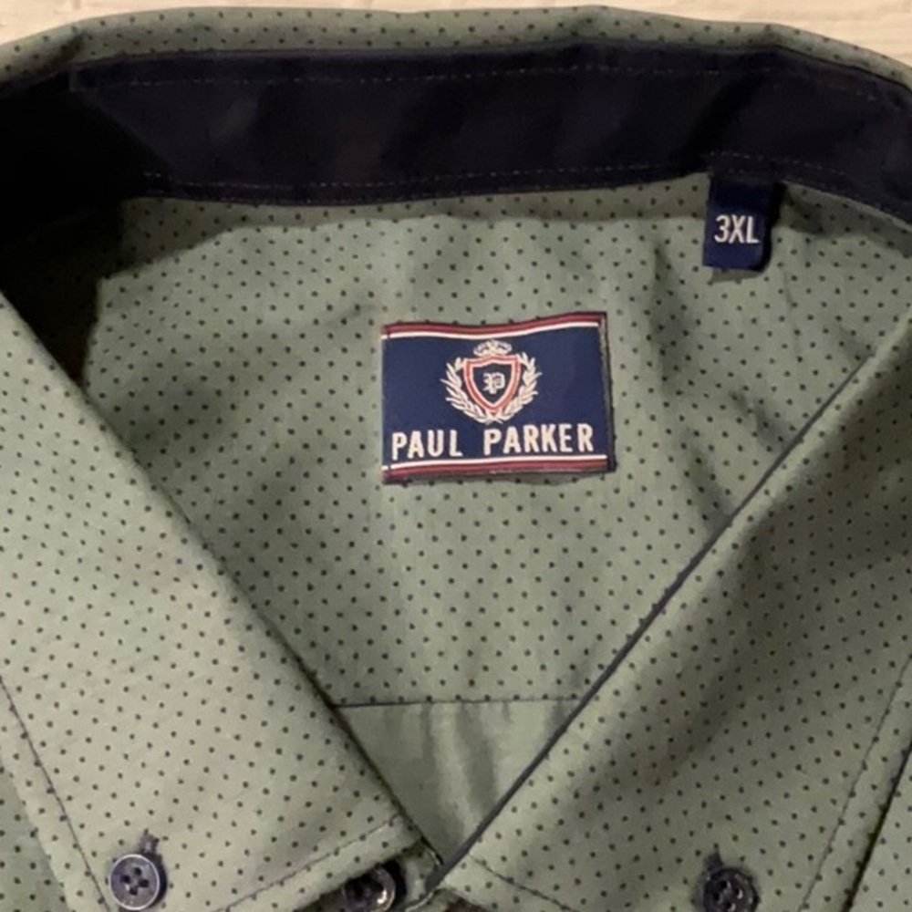 Paul PARKER Men's Green Polka Dot Button-Up Shirt. Size 3XL. Nearly new. - Picture 6 of 11